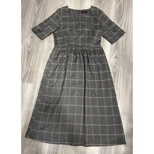 ROOLEE Plaid Fit‎ and Flare Dress Size S Square Neck grannycore A-Line